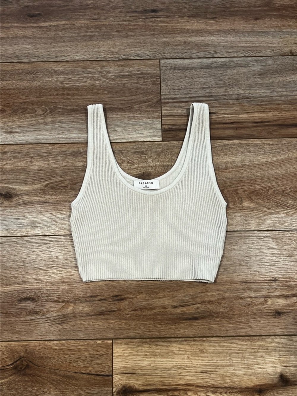 Aritzia Babaton Cream\Beige Ribbed Cropped Tank Top Size XS NWOT